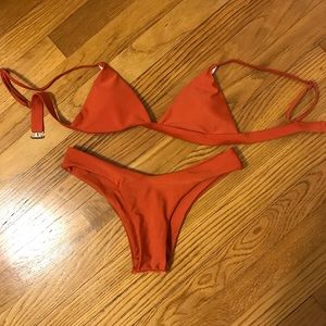 Red Brown Cheeky Bikini